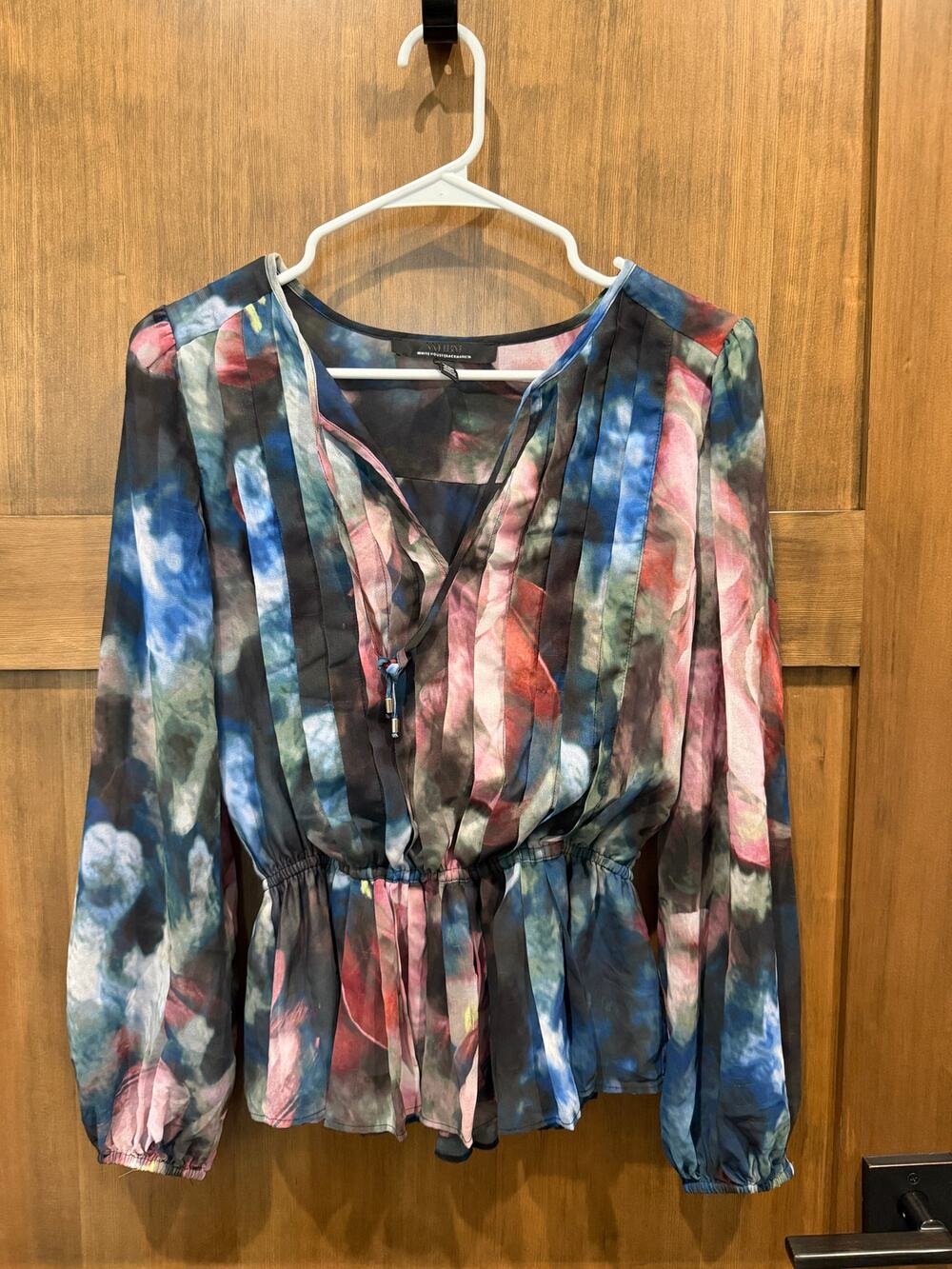 WHBM White House Black Market Dreamy Tulip Peplum Chiffon Blouse Medium